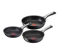 Tefal Unlimited On, 3 piece Pan Set, Premium Cookware, 20cm,24cm & 28 cm Frying Pan, UK's Long Lasting Non-Stick, Heat Indicator, Induction Hob Compatible, Dishwasher Safe,Aluminium, Black,G2599102