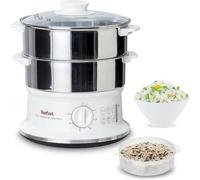 Tefal VC1451 Steam Cooker, 2 Stainless Steel Containers, 6 L Capacity, 24 cm Diameter, Timer and Automatic Shut-off, 900 W