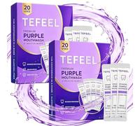 TEFEEL Purple Mouthwash for Teeth Whitening, Color Correcting Mouthwash Sachets 20 Pack, Fresh Breath Oral Rinse, Keeps Teeth White for Longer, Gently Cleans The of The Mouth (2 PCS)