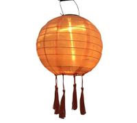 Tefexer 12 Inch Solar Powered Lanterns LED Garden Decorative Light Round Paper Lantern with Tassels for Night Parties, Family Celebrations