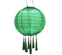 Tefexer 12 Inch Solar Powered Lanterns LED Garden Decorative Light Round Paper Lantern with Tassels for Night Parties, Family Celebrations
