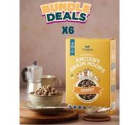 Teff Ancient Grain Hoops Bundle| Award Winning Honey Flavoured, whole grain Breakfast Cereal 350g| Gluten Free| Vegan, High Protein, Fibre, Vitamins & Minerals | Low GI & No Artificial Sugar x 6 Boxes