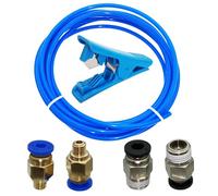 Teflon Tube 3 Meters, CESFONJER Blue PTFE Tubing with 2 Pcs PC4-M6 and 2 Pcs PC4-M10 with PTFE Tubing Fittings Cutter for PTFE Tube Push Fitting Connector 3D Printer 1.75mm Filament
