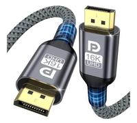 TEFLOTY 16K DisplayPort Cable 3 m 2.1, DP Cable Supports 80Gbps 16K@60Hz, 8K@120Hz, 4K@240Hz/165Hz/144Hz, Display Port Cable for Gaming Monitor, Graphics Card, Laptop, Projector