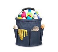 Tefola 17L Foldable Cleaning Caddy Bag, Heavy-Duty Multi-Pocket Oxford Organiser with Handle for Picnic, Home, Car, Garden & Tool (Navy Blue)