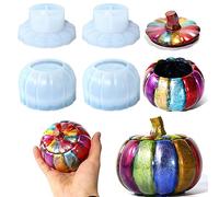Tefola 2 Set Pumpkin Storage Box Silicone Mold,Resin Mold for Halloween Pot with Cover, epoxy Resin DIY Mussels Candy Container, Jewelry Box, Craft Candle Holder, Home Decoration