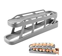Tefola 2 Tier Egg Holder Fridge, Auto Rolling Egg Dispenser for Fridge, Space-Saving, Not Tip Over, Holder 12-14 Eggs, Egg Tray Fridge, Egg Box Fridge, Kitchen Egg Storage Organizer(Grey)
