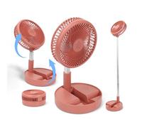 Tefola 39 Inch Foldable Rechargeable Fan Portable Desk Standing Cordless Folding Floor Travel Fan 7200Mah, Usb Pedestal Fans 4 Speeds for Home Office Camping Fishing Travel (Red)