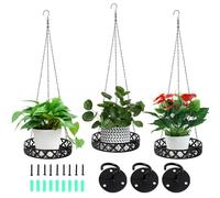 Tefola 3pcs Hanging Planters,25 * 25cm Iron Wall Hanging Flower Pot Holder,Indoor Hanging Planter, Outdoor Garden Flower Planter(Black)