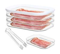 Tefola Bacon Storage Box - 3 Layer Fridge Organiser with Lids, Suitable for Bacon, Cheese, Fruit, Sandwich, Meat