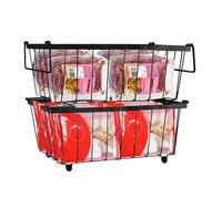 Tefola Chest Freezer Organizer, Stackable Freezer Organiser Bins, Hanging Metal Refrigerator Storage Rack with Handles, Sort Frozen Food Kitchen Organization for Deep Freezer (Black, 2PCS)