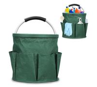 Tefola Cleaning Caddy Organiser, Cleaning Bucket Organiser with Handle, Foldable Cleaning Bag, Portable Multi Pocket Large Capacity Cleaning Caddy Bag for Home Car Garden Camping Washing (Dark Green)