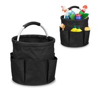 Tefola Cleaning Caddy Organiser, Cleaning Bucket Organiser with Handle, Foldable Cleaning Bag, Portable Multi Pocket Large Capacity Cleaning Caddy Bag for Home Car Garden Camping Washing (Black)