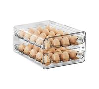 Tefola Egg Holder, Edible Grade PP Drawer Egg Storage Tray, Transparent Color,Large Capacity Pallet Container for Storing Fresh Eggs, for Refrigerator (Couche Double)