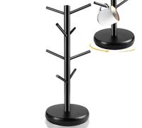 Tefola Mug Tree with 8 Hooks, Desktop Cup Storage Rack, Black Bamboo+PP Mug Holders, Cup Stand for Coffee Bar, Kitchen, Living Room, Tea Room(46 x18.4 x 18.4cm)