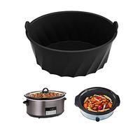 Tefola Reusable Slow Cooker Liners 6-8 Qt, Heat Resistant Silicone, BPA Free, Dishwasher Safe, Slow Cooker Accessories for Home Kitchen (Black)