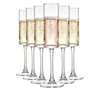 Tefrine 6 PCS Champagne Flutes, 155ml Elegant Prosecco Glasses, for Home Birthday Wedding Anniversary, Classic Round Rim Design for Celebrations and Special Occasions