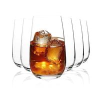 Tefrine 6 PCS Drinking Tumblers Set, 12.5 Ounce Crystal Highball Glasses, Stemless Glasses for Water, Whiskey, Juice, Wine, and Cocktails