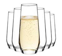 Tefrine 6 PCS Stemless Champagne Flutes, Crystal Glass 340ml Champagne Glasses, Prosecco Mimosa Wine Glasses Elegant Drinkware for Celebration and Party