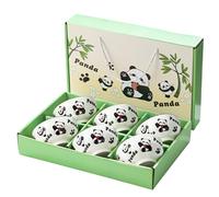 Tefrine Cute Panda Bowl and Chopstick Set for Soup and Rice Ceramics Gift 6 Piece Japanese Dish Set Ramen Bowls Microwavable Rice Bowls Set of 6 Ideal for Desserts and Noodles