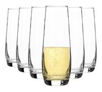 Tefrine Set of 6 Stemless Champagne Flutes Crystal Glass 11oz Champagne Glasses Prosecco Mimosa Wine Glasses Elegant Drinkware for Celebration and Party