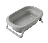 TEGA BABY Foldable Baby Bath with Drain Plug - Space-Saving Baby Bathtub from Birth, Non-Slip Feet, Compact Foldable, Sturdy Children's Bathtub for Home & Travel (Grey)