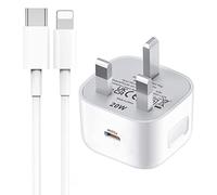 TEGELI USB C Plug, Type Fast Charger & Cable for iPhone Charging Lead, 20W Charge 14/14 Pro/13/13 Pro/12/12 Pro/11/SE/10/8/iPhone USB-C Power Adapter UK Lightning Wire