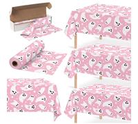 Tegeme 100 ft x 54 Inch Halloween Pink Tablecloth Roll with Cutter Box