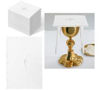Tegeme 12 Pack of Embroidered Cotton and Linen Purificator with White Cross Center Embroidered Purificators for Linen Towel Catholic Communion Supplies and Catholic Church Altar Cotton, 12 x 18 Inch