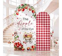 Tegeme 2 Pcs 7.2ft The Apple of Our Eye Arch Backdrop Cover Fall Themed Baby Shower Decoration Coquette Gingham Large Red Apple Backdrop Party Favor for Gender Reveal Party Supply Photo Background