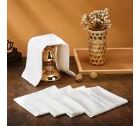 Tegeme 4 Pack of Embroidered Linen Purificator with Silver White Cross Center White Linen Altar Cloth Altar Supplies Corporal for Catholic Communion Towel Supplies and Catholic Church Priest