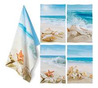Tegeme 4 Pcs Beach Kitchen Dish Towels Coastal Hand Towels Ocean Beach Themed Gifts Sea Themed Bathroom Decor for Home 16 x 24 in