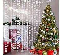 Tegeme 48 Pcs White Pom Pom Garland Felt Ball Garlands Winter Snowball Garland Boho Decorations for Tree Holiday Party Ornament Winter Birthday Banner