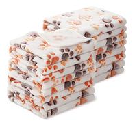 Tegeme 8 Pcs Fleece Dog Blankets for Small Dogs Cat Soft Coral Velvet Warm Sleep Mat Fluffy Dog Paw Print Blanket for Kitten Doggy Small Animal(24 x 16 Inch,White)