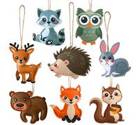 Tegeme 8 Pieces Woodland Animals Ornaments Cute Fall Christmas Tree Decor | My Forest Friends Felt Animal Hanging Ornament Craft Set for Backpack Winter Birthday Party Supplies