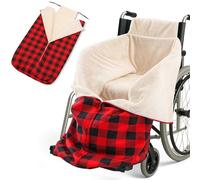 Tegeme Christmas Wheelchair Blanket with Zipper Red and Black Plaid Fleece Wheelchair Cover for Lower Body, Waterproof, Lightweight, Universal Fit Warm Lap Blankets for Elderly Holiday Winter Gift