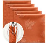 Tegeme Fall Leaves Damask Cloth Napkins 18" X 18" Rust Jacquard Solid Washable Polyester Dinner Soil Resistant Cloth Napkins for Autumn Harvest Thanksgiving (Set of 6)