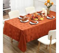Tegeme Fall Tablecloth 60 x 120 in Autumn Leaves Jacquard Table Runner Rectangle Fabric Table Cover for Thanksgiving Dinner Harvest Party Decor,Rust