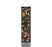 Tegeme Vintage Tapestry 52 x 13 Inch, Long Vertical Wall Hanging Reference Illustrative Botanical Tassel Tapestry for Bedroom Living Room Home Decoration(Mushroom)