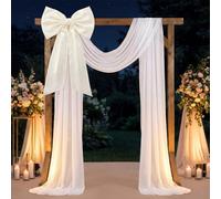 Tegeme Wedding Arch Draping Fabric, 28 Inches x 19 ft Photo Backdrop Curtain Bow Decor for Wedding Birthday Parties Baby Showers Bridal Showers Photo Shoots Home Decorations, Ivory White