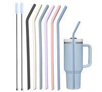 Tegion Pastel Color 14” Extra Long Silicone Replacement Straw for 40 oz Stanley Cup, Reusable Flexible Tall Giant Big Drinking Straw for Quencher Tumbler,1Gallon/64 oz Water Bottle,Hydro Jug-6 pack