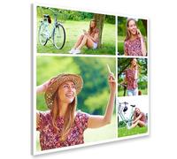TEGM Custom Photo Collage Canvas Framed Wall Art Personalized Family Print Turn Your Photo into the Perfect Decor for Living Room or Kitchen Ready to Hang (Design 2, 8"x8", Wrapped Canvas)