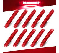 Teguangmei 10Pcs Red Side Marker Lights 9LED LED Indicator 3.9" 12-24V Front Rear Lights Position Lamps Universal For Trailer Truck Lorry Van Caravan Side Lights