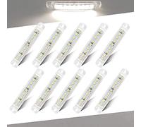 Teguangmei 10Pcs White Side Marker Lights 9LED LED Indicator 3.9" 12-24V Front Rear Lights Position Lamps Fit For Trailer Truck Lorry Van Caravan Side Lights