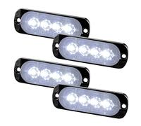 Teguangmei 4Pcs Ultra Thin 4LED Emergency Strobe Lights White Hazard Beacon Warning Flash Lights Universal for Car Vehicle Truck 12-24V