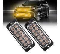 Teguangmei Emergency Strobe Lights,2 x 12LED Super Bright Amber Flashing Strobe Light 36W Surface Mount Grille Warning Hazard Light Bar for Car Vehicle Truck Trailer Caravan ATVs 12-24V