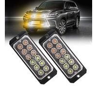 Teguangmei Emergency Strobe Lights,2 x 12LED Super Bright Amber/White Flashing Strobe Light 36W Surface Mount Grille Warning Hazard Light Bar for Car Vehicle Truck Trailer Caravan ATVs 12-24V