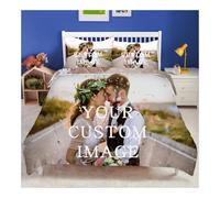 TEGVLXD Personalised Bedding Set, Personalized Single Double King Super King Duvet Cover, Custom Duvet cover pillowcase Personalized Photo/Text/Logo, DIY Design Bedding 3D Printed Bedroom Decor