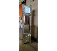 TEH 150cm Tall Grand Father Mirrored Silver Large Clock Sparkly Diamond Crushed Crystal with drawers Storage Fully assembled