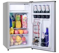 Tehanld - 3.2 Cubic Feet Mini Fridge for Bedroom, Office, Mini Fridge with Freezer, Mini Small Fridge with Adjustable Thermostat, Low Noise, Energy Saving, Silver